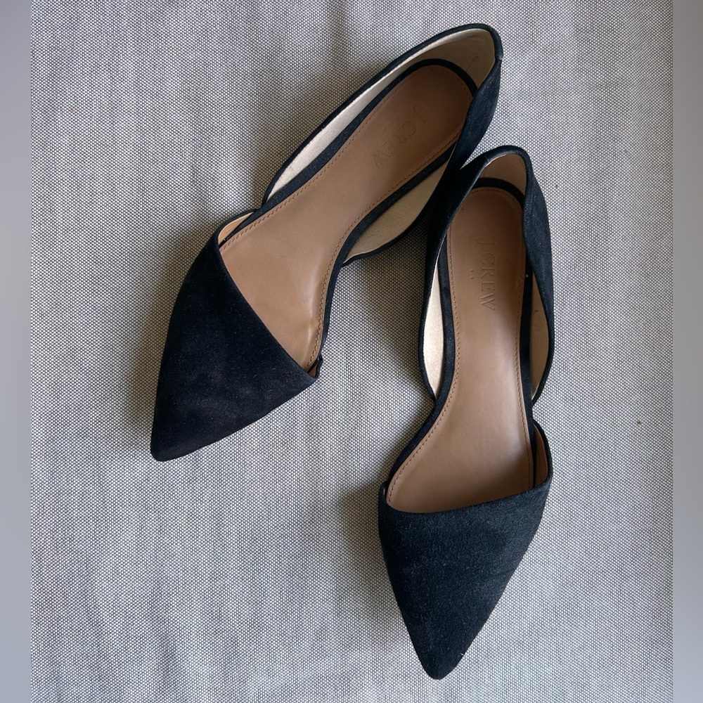 J. Crew Zoe Black Pointed D'Orsay Flats - Worn Once - Picture 2 of 3